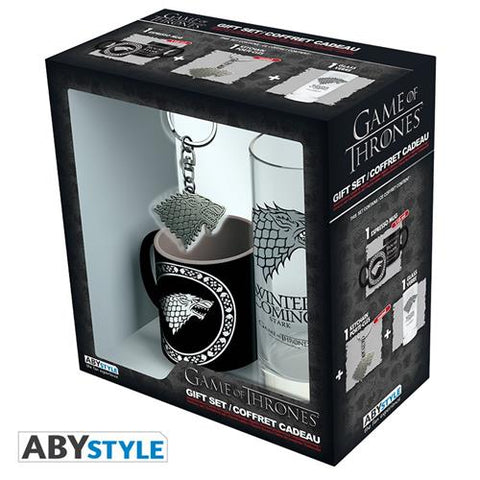 GAME OF THRONES - BICCHIERE 290ML + PORTACHIAVI + MINI MUG STARK