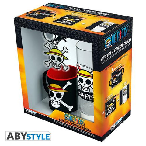 ONE PIECE - BICCHIERE 290ML + PORTACHIAVI + MINI MUG SKULL LUFFY